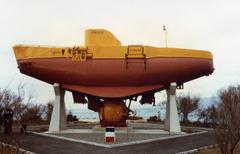 Submarine FNRS-3 docked in the harbor of Toulon