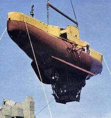 Launching of the FNRS-3 submarine into water