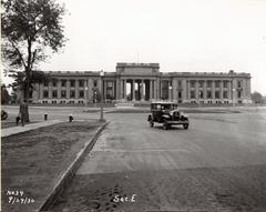 Jefferson Memorial Building and intersection of Lindell Boulevard and DeBaliviere Avenue in St. Louis after River des Peres Sewerage Project completion September 1930