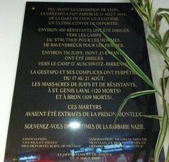 Commemorative plaque at Gare Perrache in Lyon