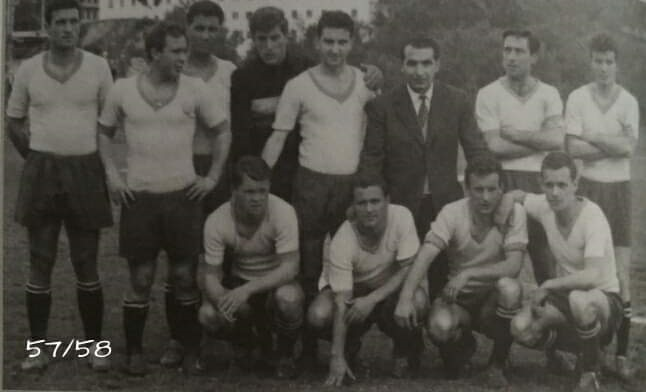 Vintage Frosinone football team lineup from 1957-1958 season
