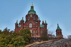 Uspenski Cathedral in Helsinki under a clear sky