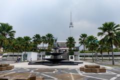 Entrance to the National Mosque of Malaysia with intricate Islamic architectural design