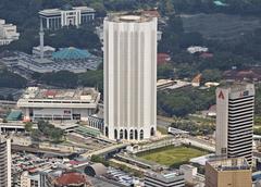 Dayabumi Complex with National Mosque of Malaysia in background seen from Kuala Lumpur Tower