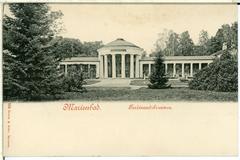 Marienbad Ferdinandsbrunnen historic fountain with ornate sculptures in 1899