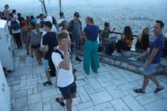 July 2018 cityscape view of Athens Greece with buildings and hills