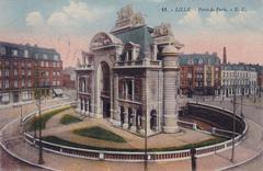 Porte de Paris monument in Lille, France, viewed from the city side, showing architectural details from the 1890s renovation