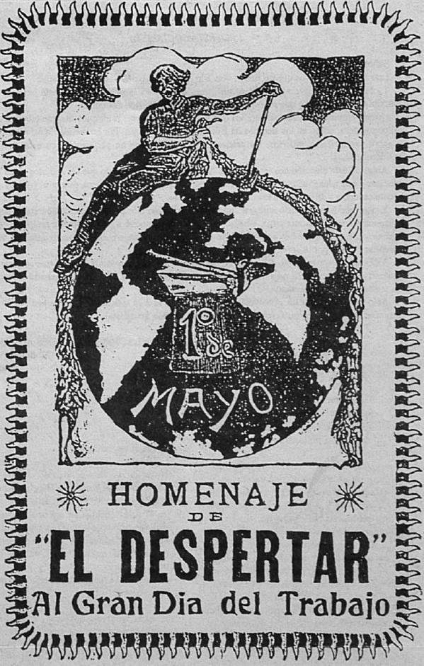 Historical newspaper page honoring International Workers' Day from El Despertar de los Trabajadores