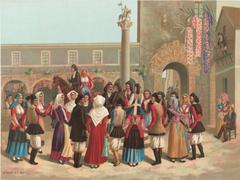 Historical painting Festa di San Gavino by Simone Manca di Mores showing traditional celebration in Porto Torres