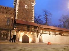 Historic buildings and street scene in Krakow, Poland in April 2007