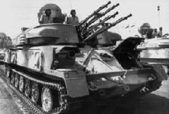 ZSU-23-4 anti-aircraft self-propelled gun in desert terrain