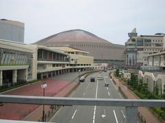Fukuoka Yahoo! Japan Dome in Fukuoka city, Chuo ward under clear blue sky