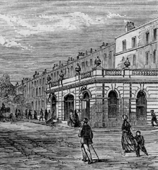 South entrance of Gower Street Metropolitan Railway station in 1862