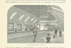 Historic black and white illustration of London and its suburbs from 19th century book