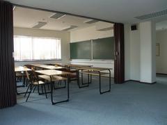 University classroom with students studying