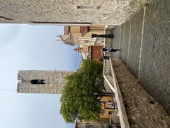 View of Tour Grimaldi and Antibes Cathedral from Picasso Museum in April 2023
