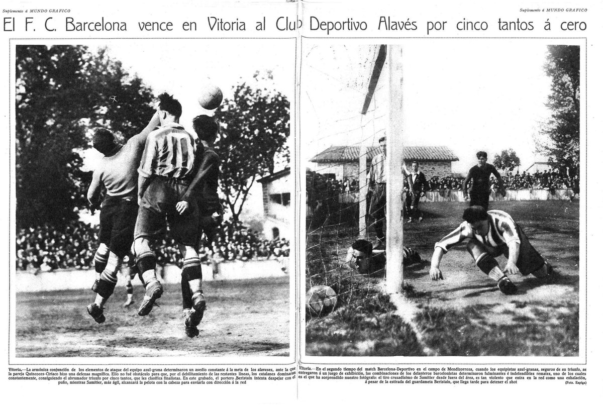 F. C. Barcelona football team celebrating victory against Club Deportivo Alavés in 1928