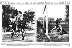 F. C. Barcelona football team celebrating victory against Club Deportivo Alavés in 1928