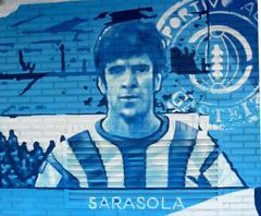 Mural of Andoni Sarasola, former Deportivo Alavés player, at Estadio de Mendizorroza in Vitoria