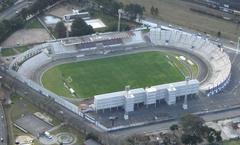 Aerial view of Vila Capanema neighborhood with residential buildings and green areas