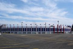 Entrance of Estádio Vila Capanema with clear skies