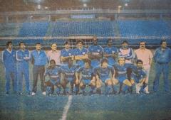 Football team at the inauguration of Ressacada Stadium lighting