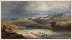 White Castles on the Missouri River painting by Karl Bodmer in 1833 depicting historic river landscape