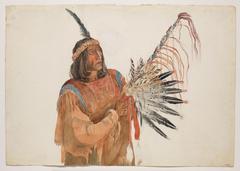 Portrait of Hotokáneheh, a Piegan Blackfeet man, painted by Karl Bodmer in 1833