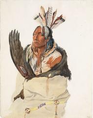 Portrait of Upsichtä́, a Mandan man, painted by Karl Bodmer in 1834