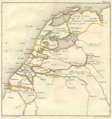 Historical administrative map of the Netherlands around the year 1000, reconstructed by Willem Bilderdijk