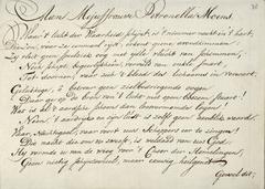 Album amicorum handwritten page by Petronella Moens with decorative calligraphy and floral illustrations