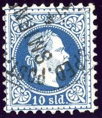 KK Levant 10 soldi postage stamp from 1876 with Italian cancellation SPED.POST PRESSO LLOYD SMIRNE