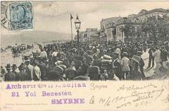 Historic rowing race arrival in Smyrna depicted on a vintage postcard