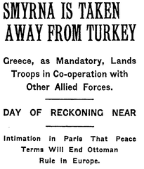 Greek troops landing at Smyrna on May 17, 1919 during the Greek landing at Smyrna