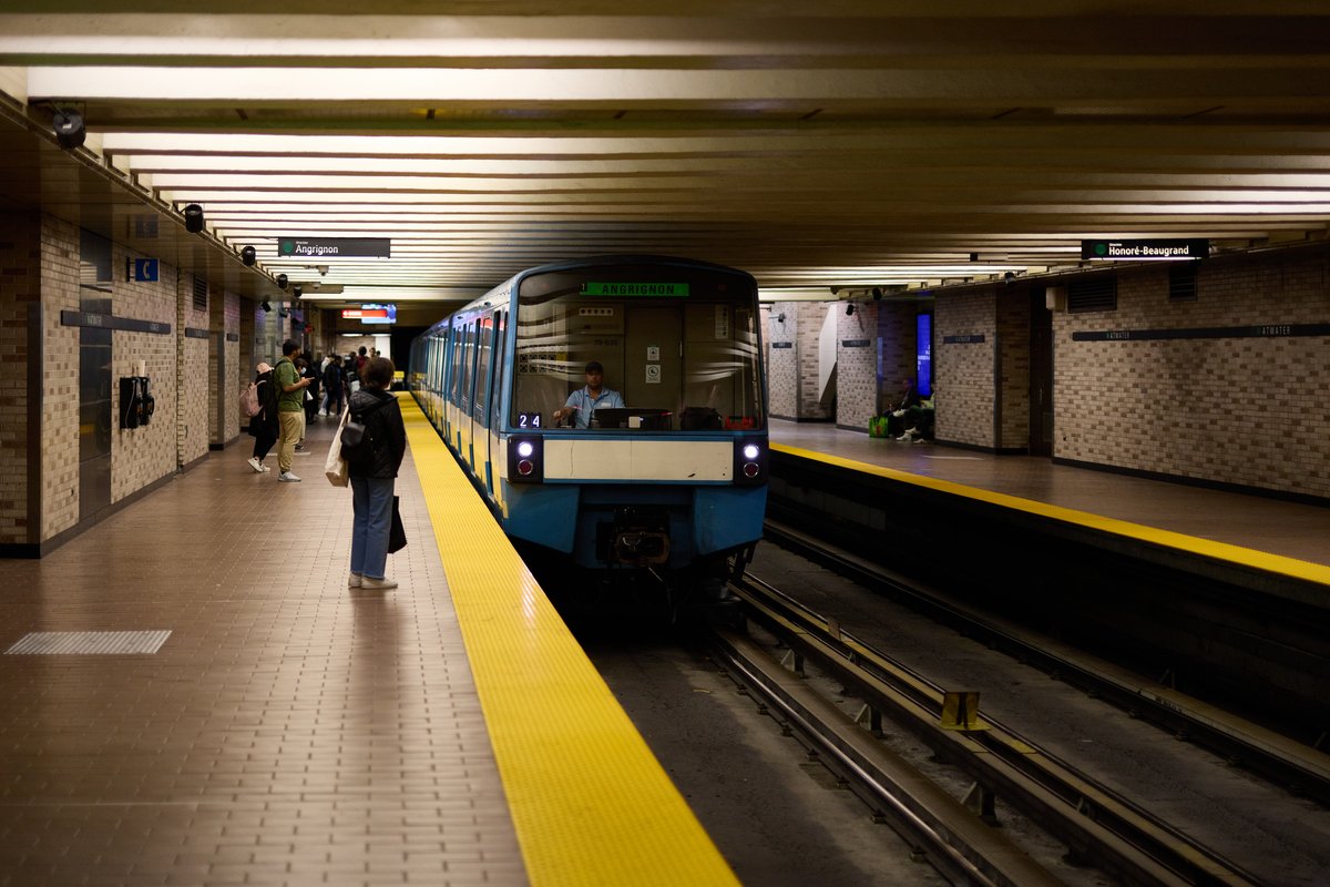 Angrignon-bound MR-73 train arriving at Atwater station