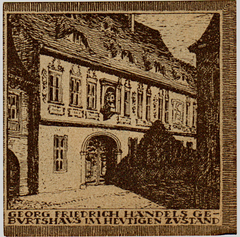 Birthplace of Georg Friedrich Händel depicted on emergency money from 1921