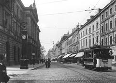 Historic Schadowstraße street in Düsseldorf with the Tonhalle Concert Hall in 1912