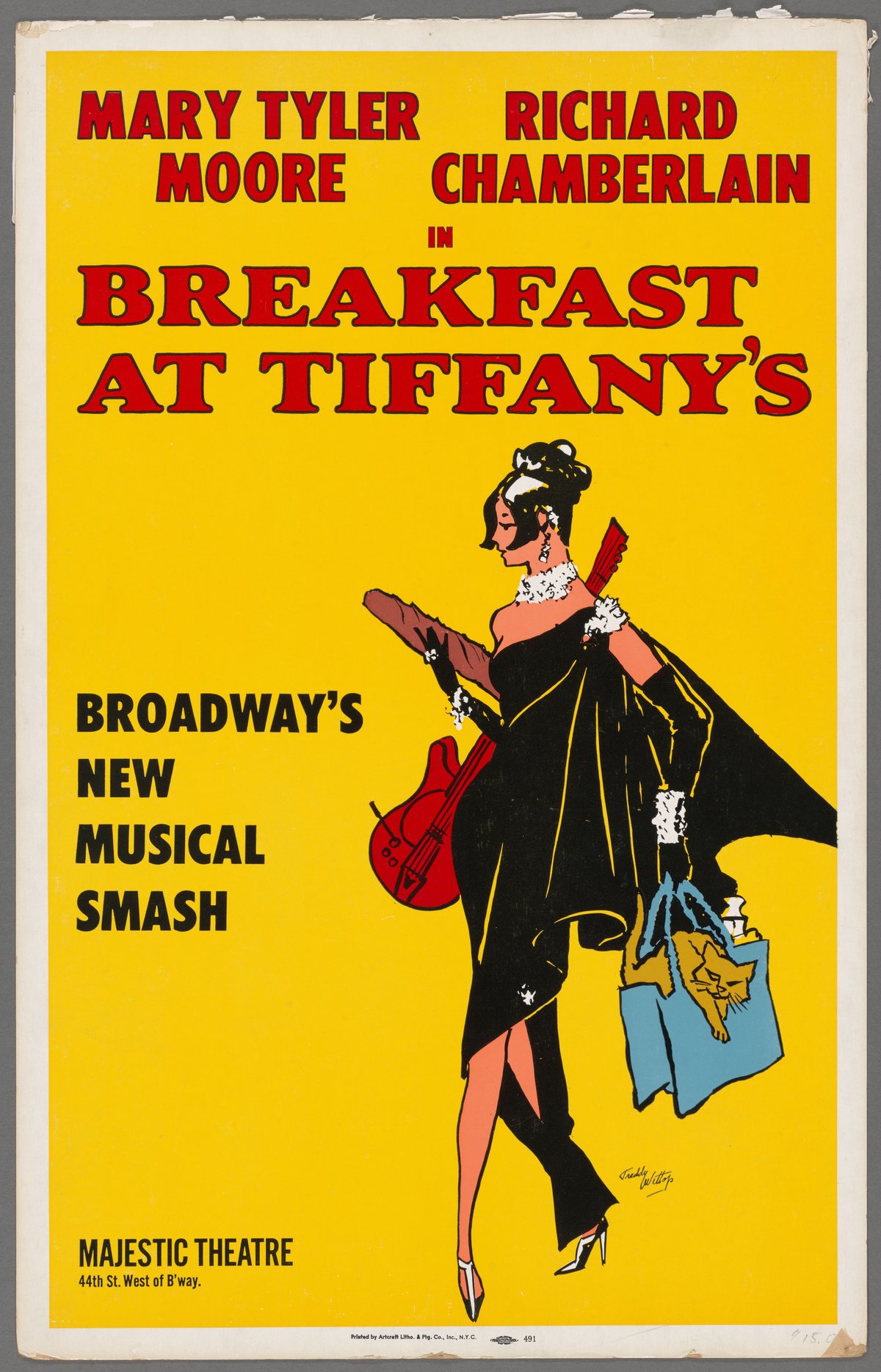 Poster for the stage production Breakfast at Tiffany's at the Majestic Theatre in 1966