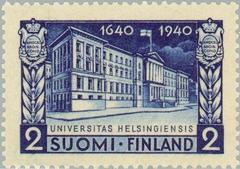 1940 Finnish stamp commemorating 300th anniversary of Helsinki University with a floral design