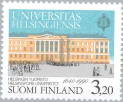 Stamp featuring the main building of Helsinki University Finland 1990
