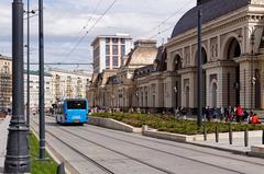Paveletsky Rail Terminal in Moscow on a clear day in May 2022