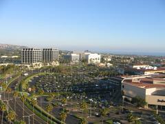 Aerial view of Fashion Island and Newport Beach from Four Seasons hotel