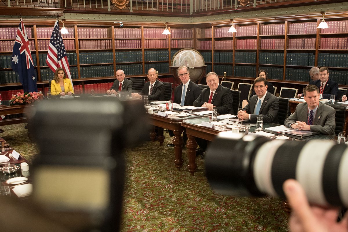 U.S. Secretary of State Mike Pompeo and Secretary of Defense Dr. Mark T. Esper meeting with Australian Ministers Marise Payne and Linda Reynolds at New South Wales Parliament building in Sydney