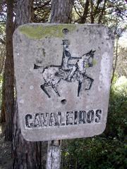 Original sign of the old knights' track in Monsanto Forest Park, Lisbon, Portugal