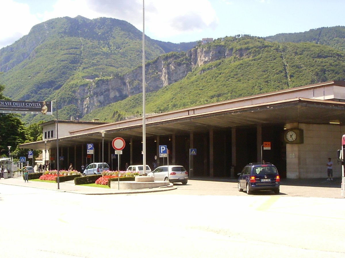 Trento train station building from the street side