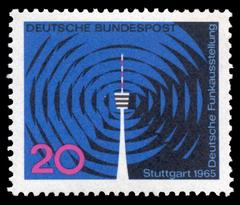 German telecommunication exhibition showcasing vintage radio and communication devices