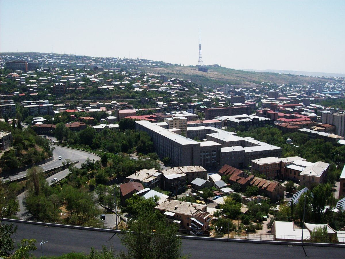 Aerial view of Nork-Marash and parts of Kentron in Yerevan taken in 2009