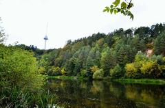Karoliniškių draustinis nature reserve view from Vingis Park with Neris River in Vilnius
