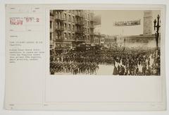 67th Regiment Coast Artillery greeted by joyous crowds in San Francisco parade