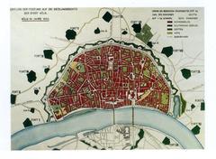 Map of medieval Cologne with city fortifications and forts in 1880